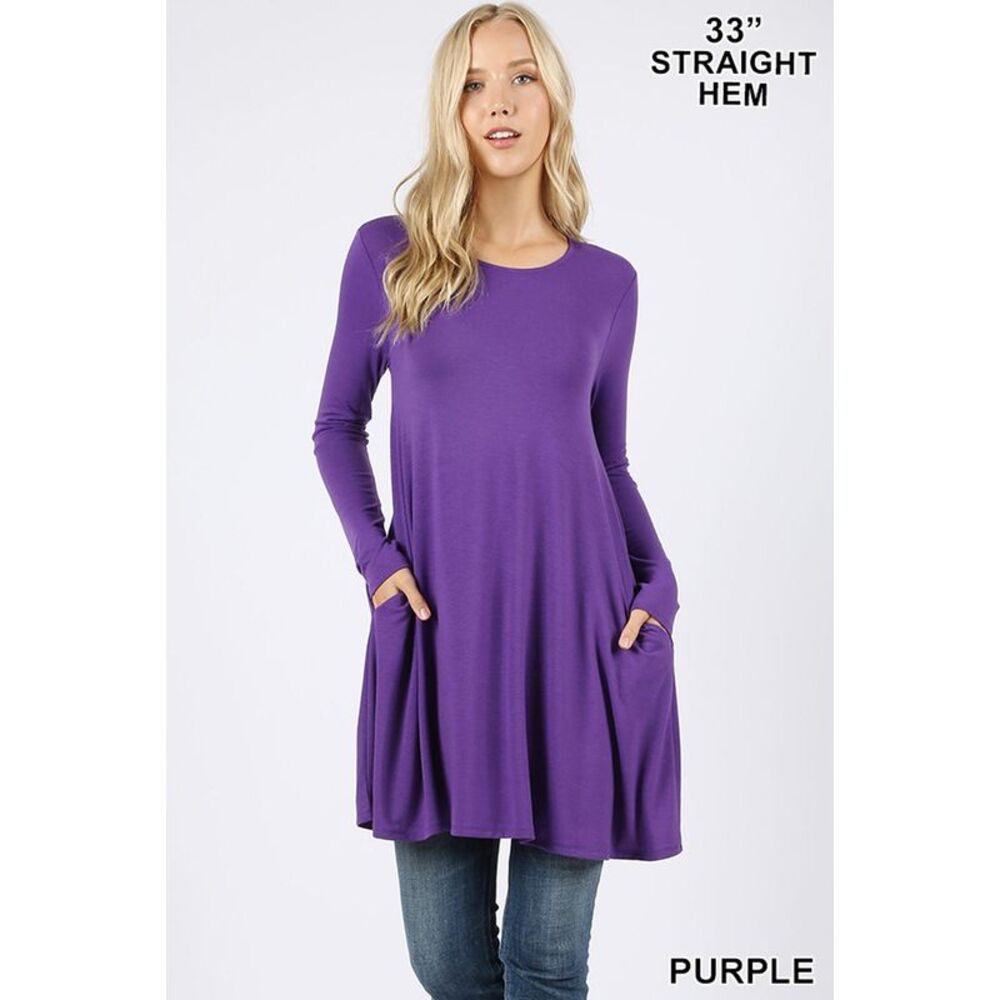 World of Leggings Long Sleeve Swing Tunic with Pockets